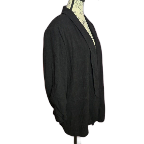 Entro black linen blend open front blazer cardigan - Picture 3 of 9